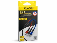 Кабель для зарядки AWEI CL-971 3 в 1 USB – Type-C / Lightning / Micro USB 2.4A 1.2 м