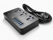 Подовжувач 2 метри на 3 розетки та 6 USB, 16 А