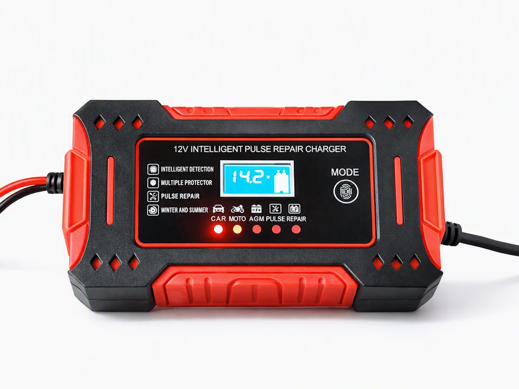 Зарядний пристрій для автомобільних акумуляторів 12V 6A з LCD‑дисплеєм