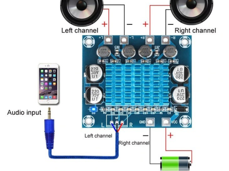 Аудiопідсилювач XH-A232 TPA3110 30Вт для Arduino, ESP32, DIY-проєктів