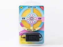 Лента силіконова LED NEON жовта 5 м з блоком живлення (12V–220V)