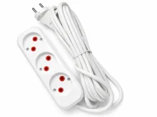 Подовжувач на 3 розетки з кабелем 5 метрів (білий)