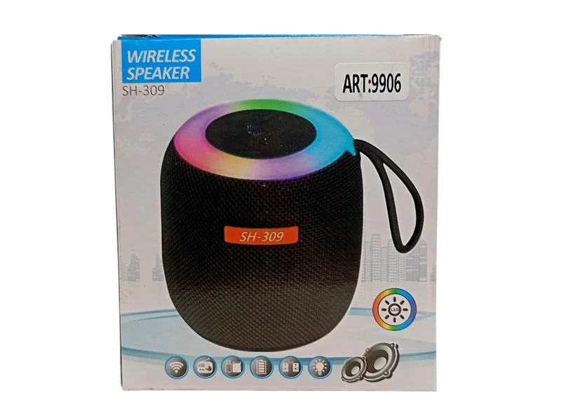Портативна колонка SH 309 BT — потужний звук, бас, підсвічування, Bluetooth 5.3, IPX5