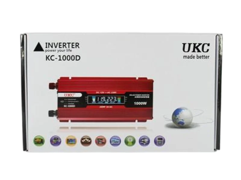 Інвертор 1кВт 1000Вт (12В → 220В) з LCD дисплеєм купити з доставкою