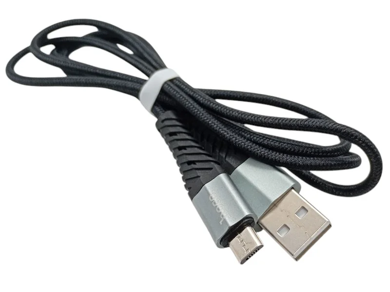Кабель Hoco USB – microUSB (v8) 2м — міцний дата-кабель у тканинній оплітці